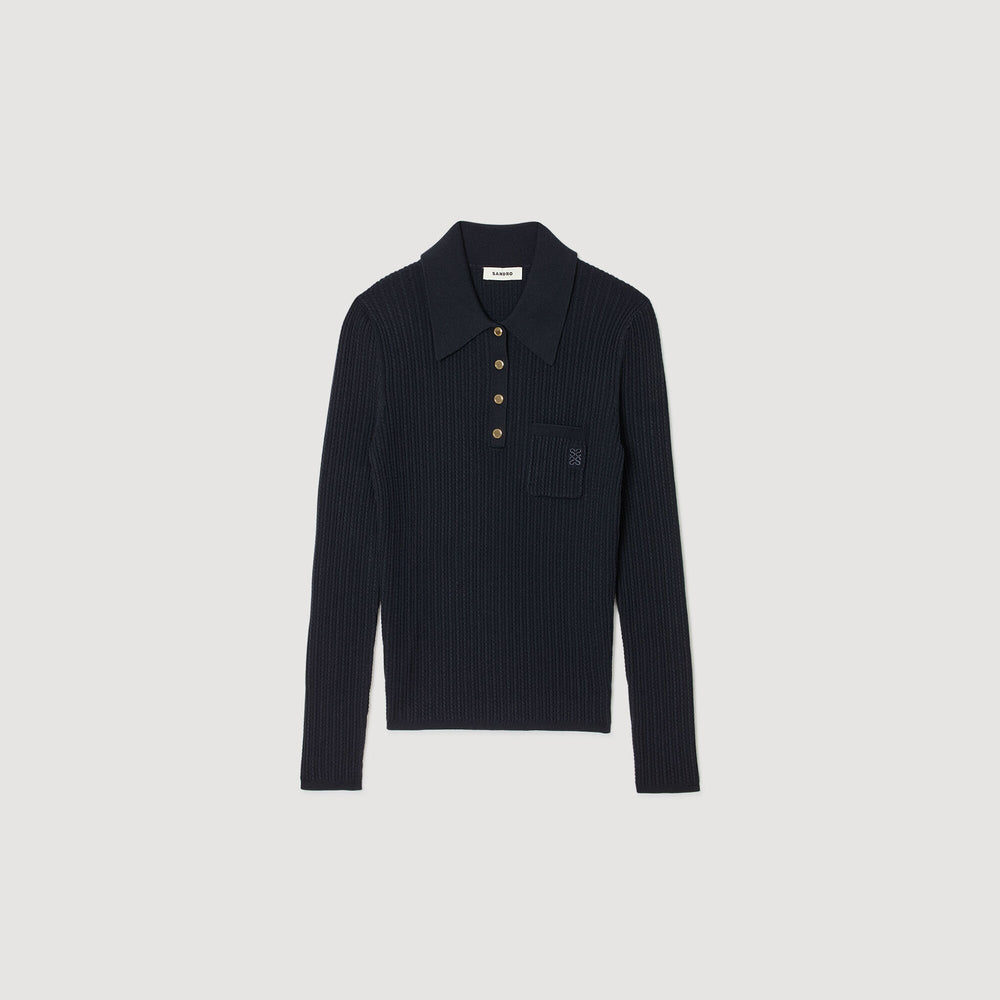 Sandro Women Cable knit polo sweater