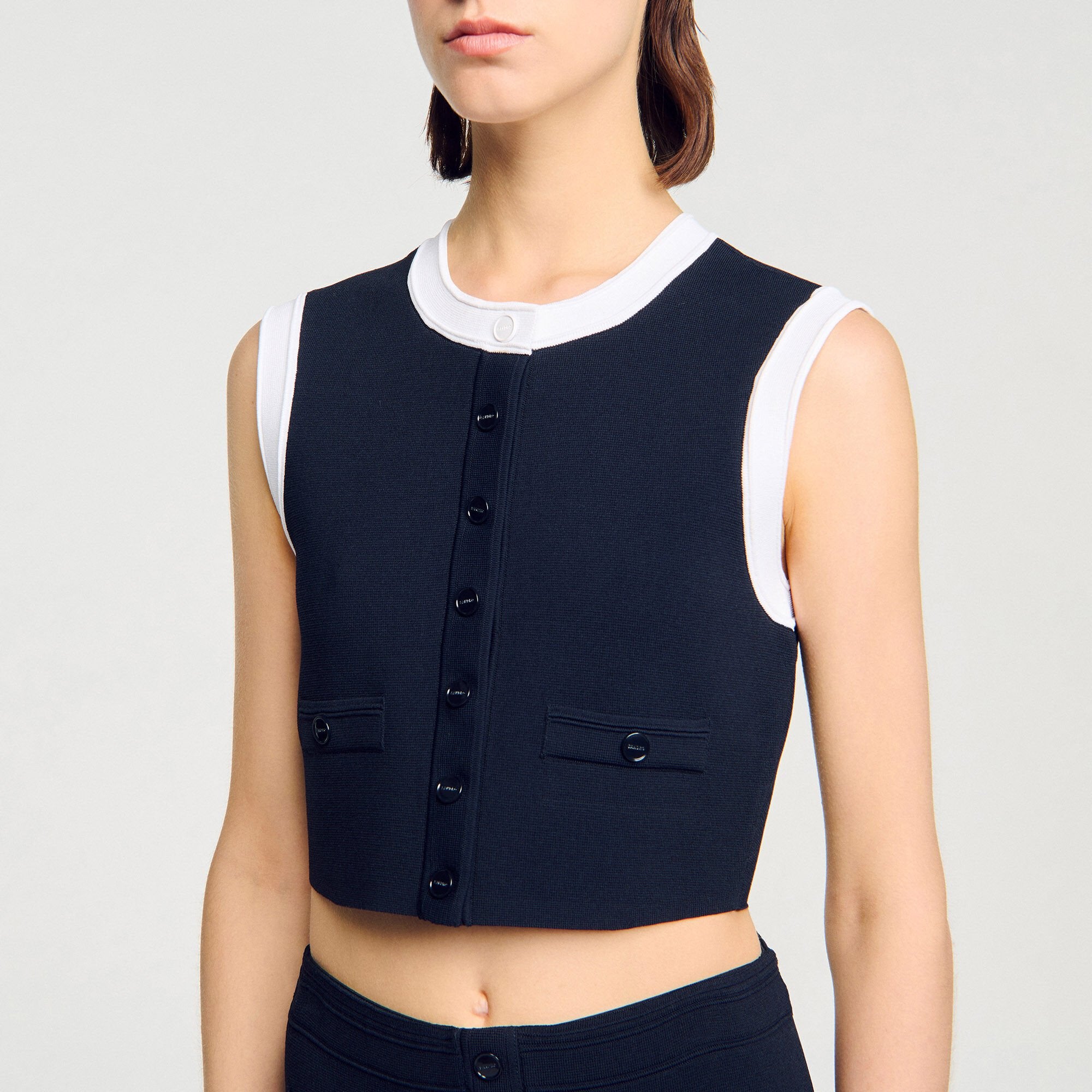 Sandro Women Two-tone cropped cardigan