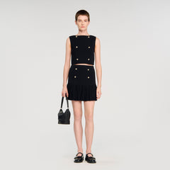 Sandro Women Button detail cropped knit top