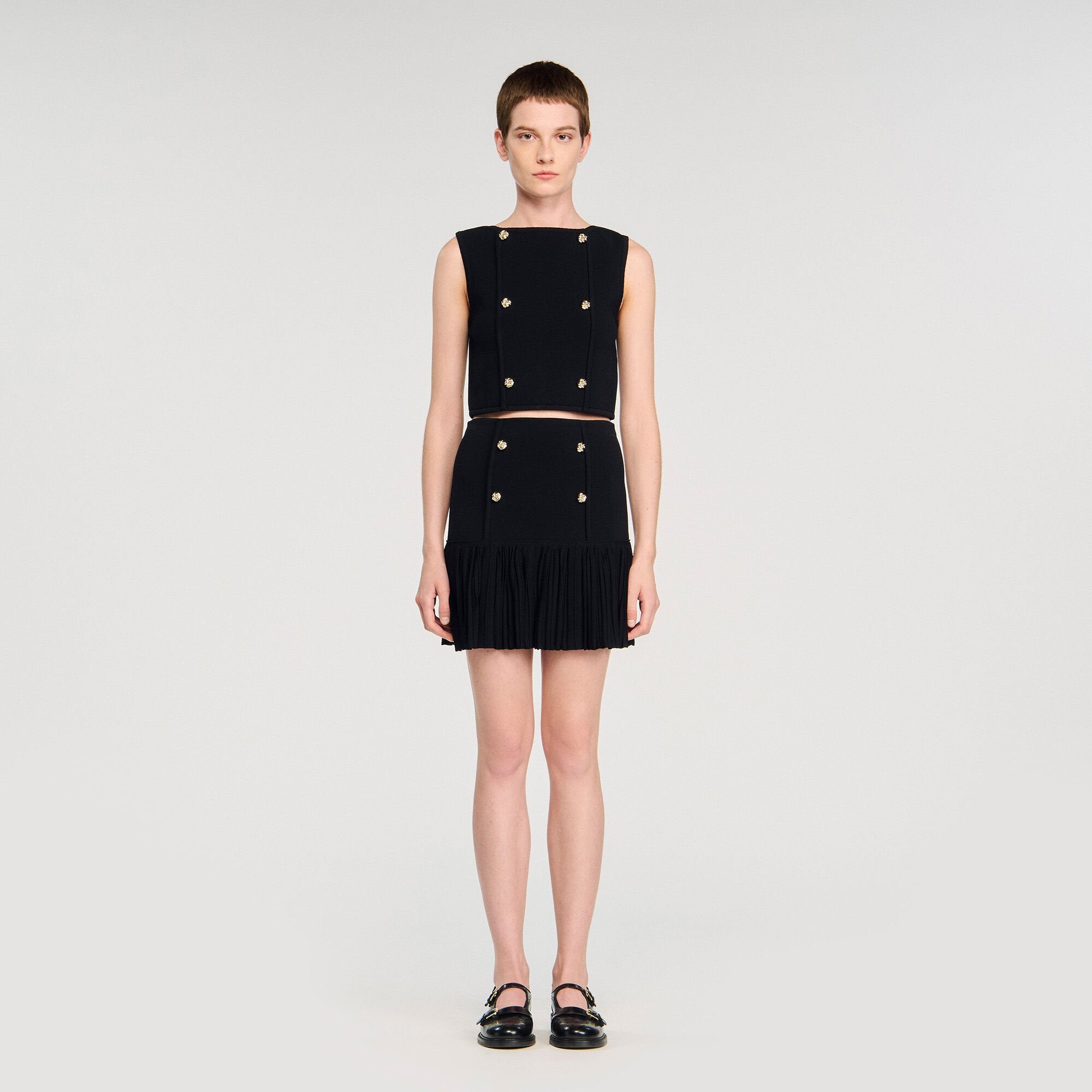 Sandro Women Button detail cropped knit top