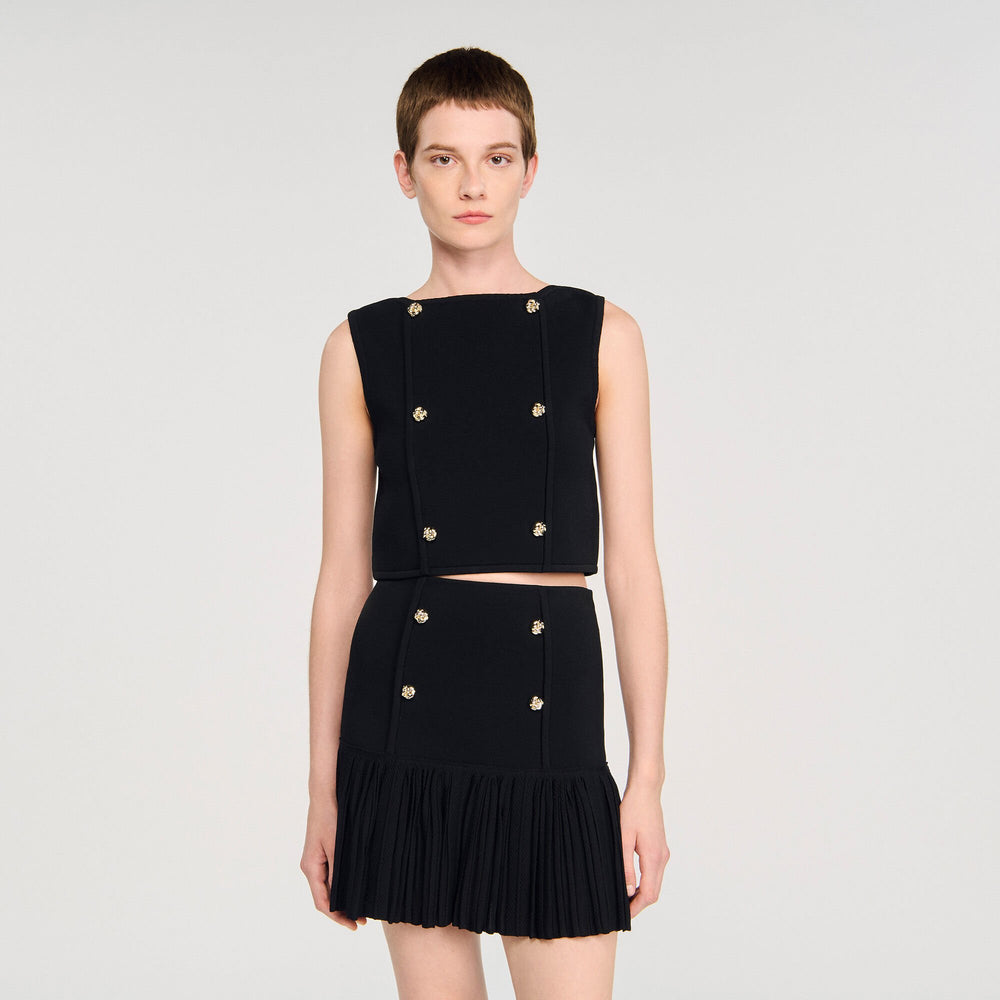 Sandro Women Button detail cropped knit top