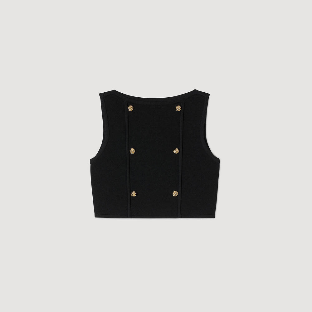 Sandro Women Button detail cropped knit top