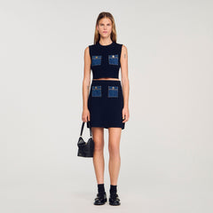 Sandro Women Knit and denim top