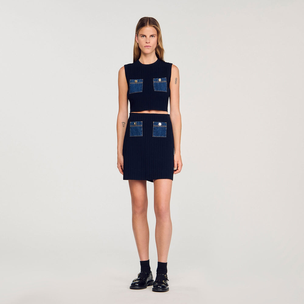 Sandro Women Knit and denim top
