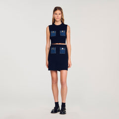 Sandro Women Knit and denim top