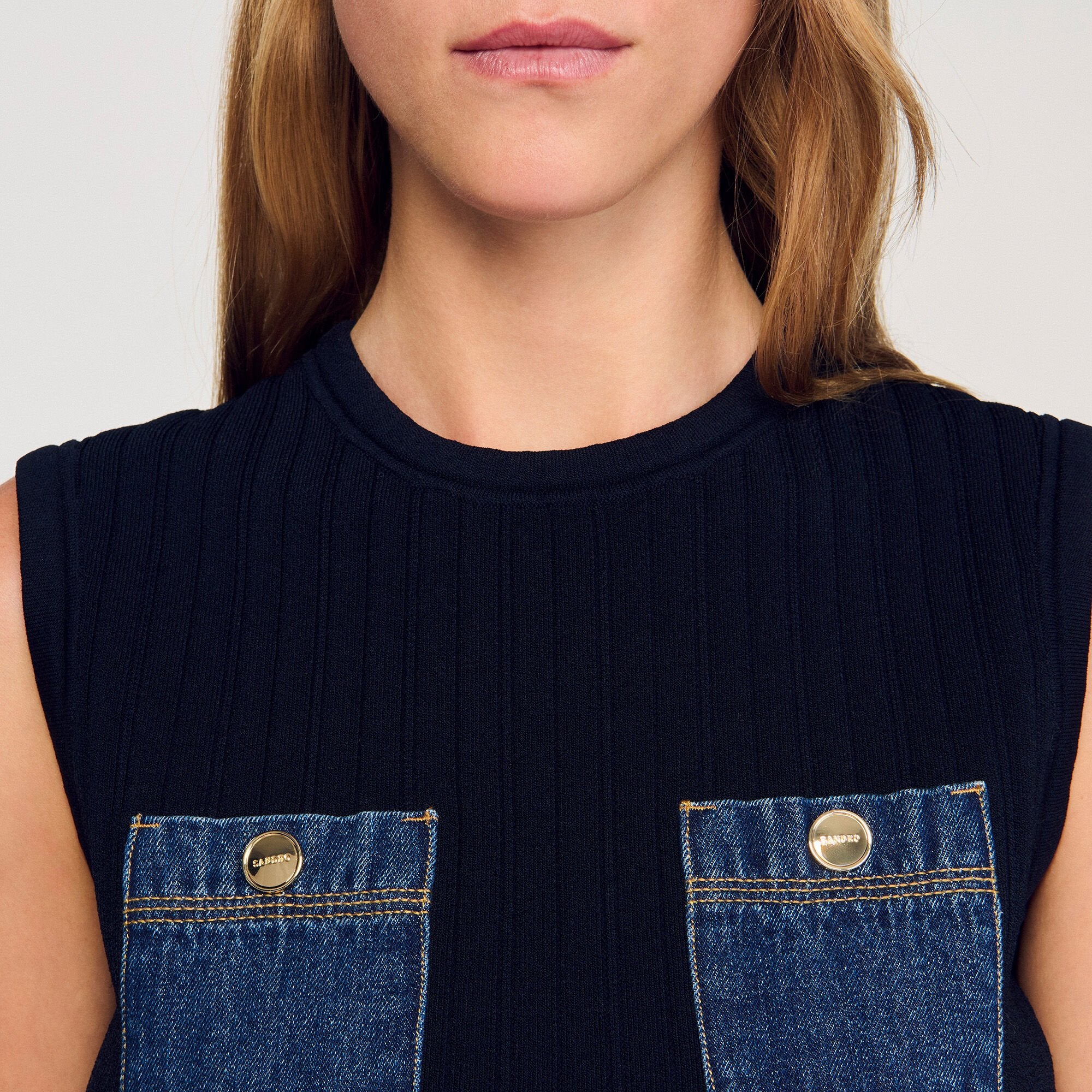 Sandro Women Knit and denim top
