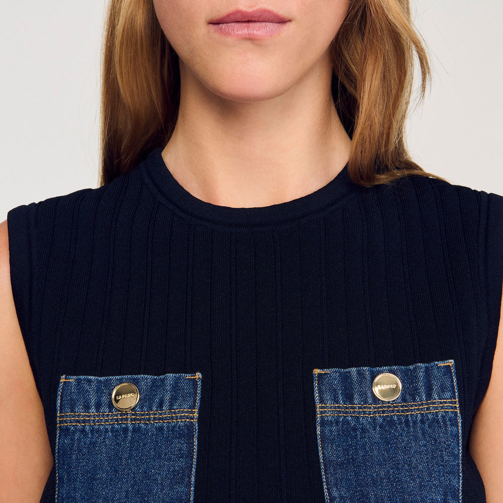 Sandro Women Knit and denim top