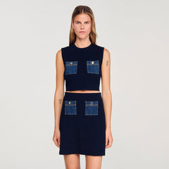 Sandro Women Knit and denim top