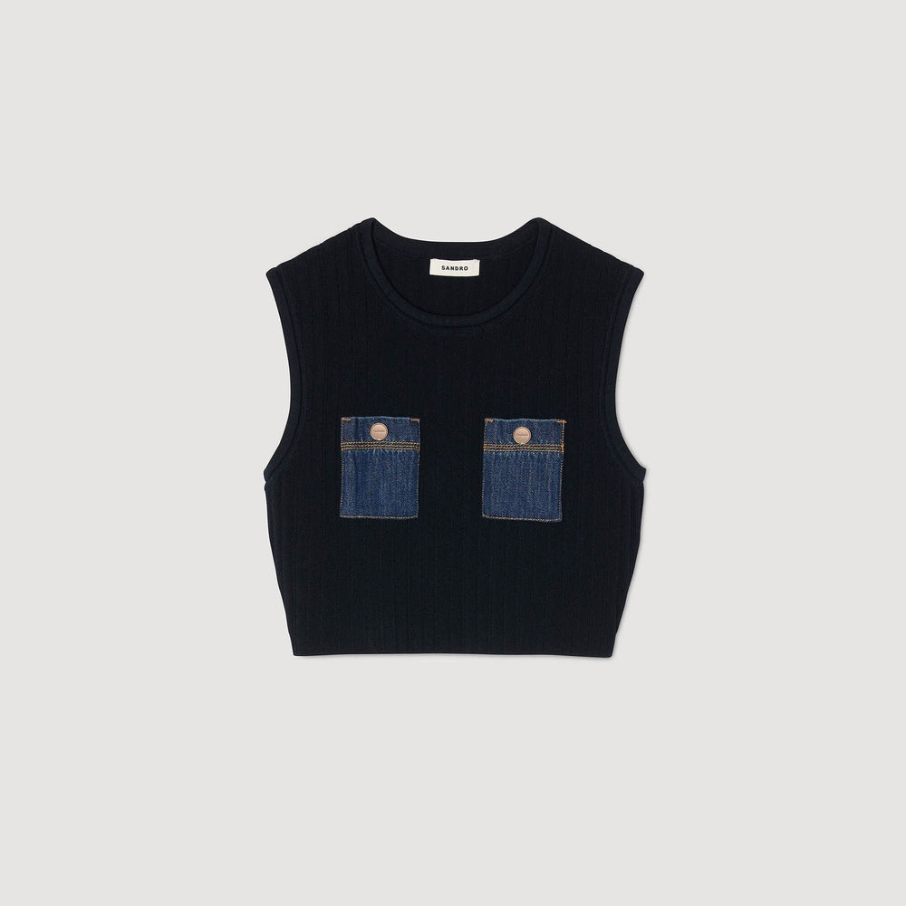 Sandro Women Knit and denim top