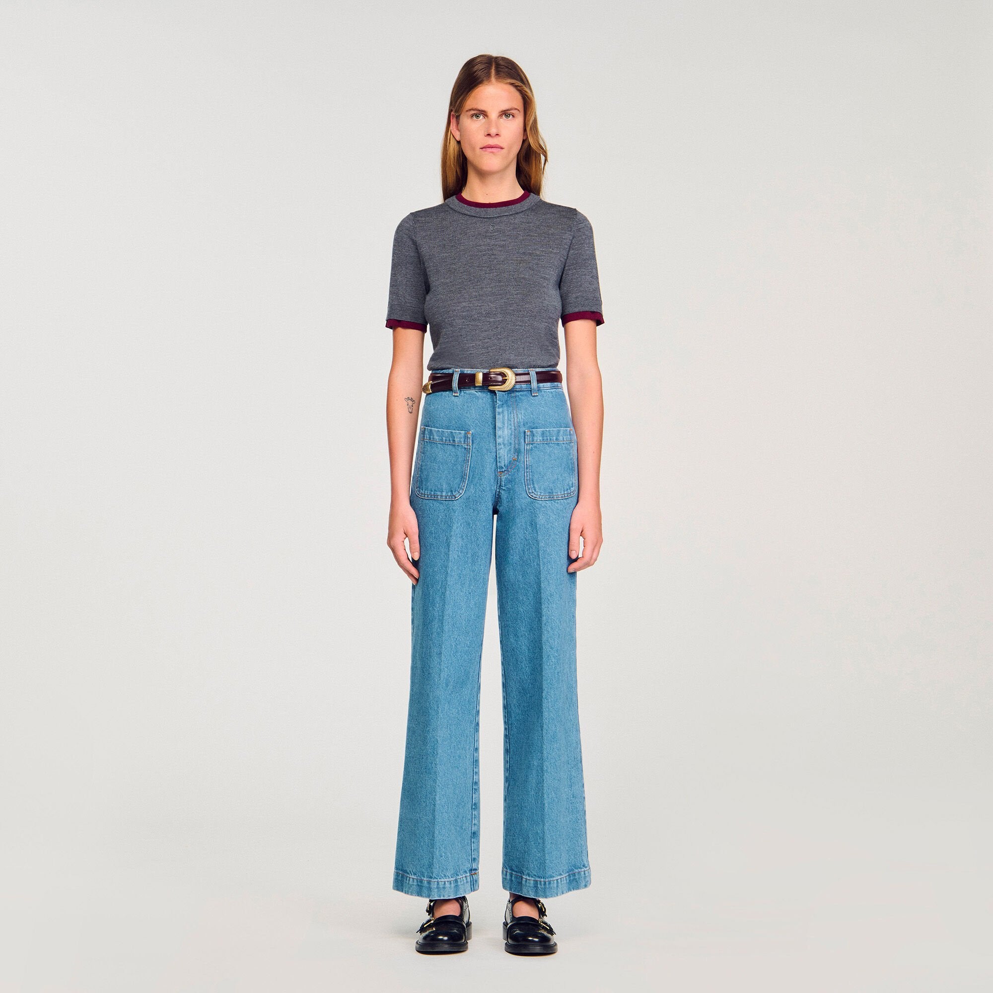 Sandro Women Two-tone cropped sweater