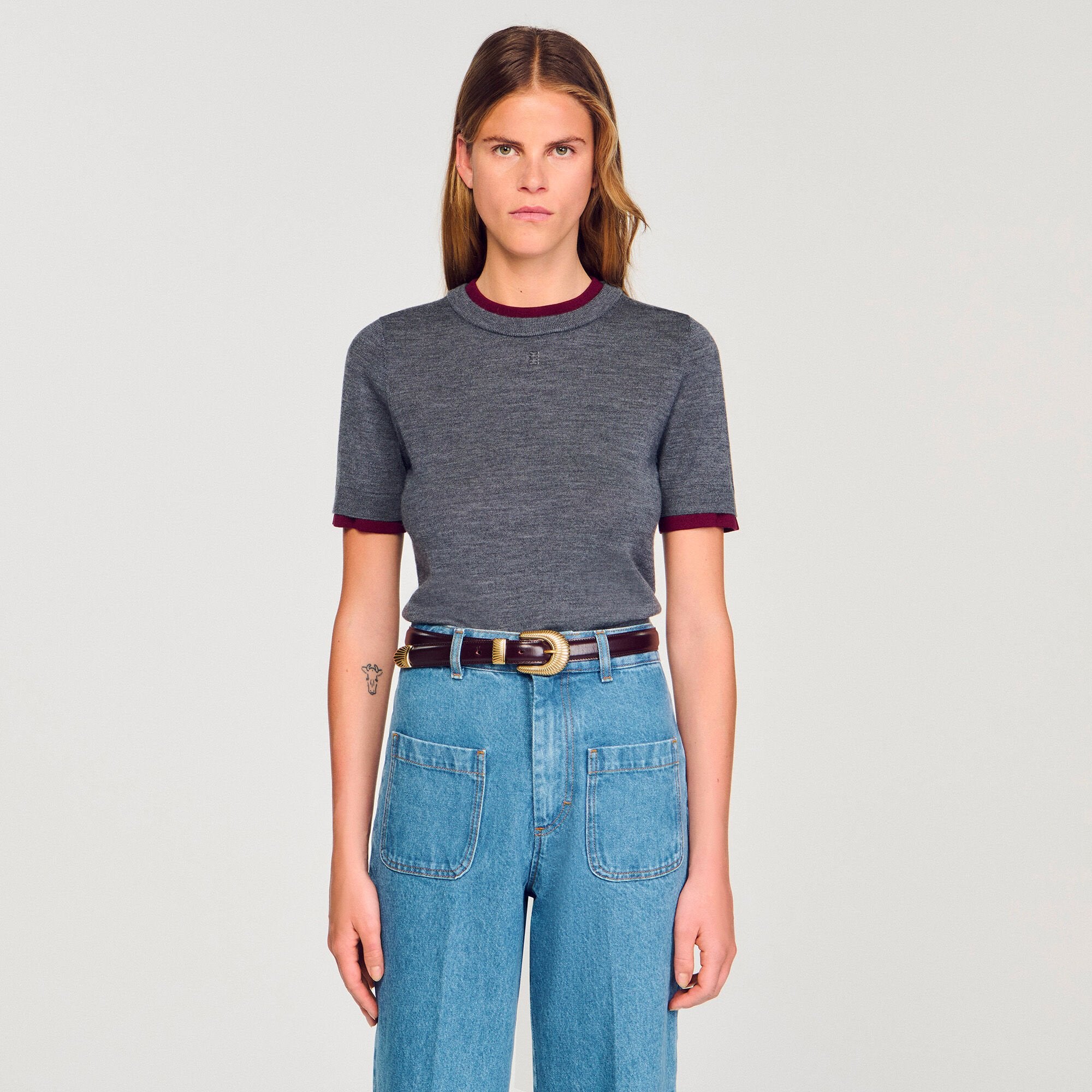 Sandro Women Two-tone cropped sweater