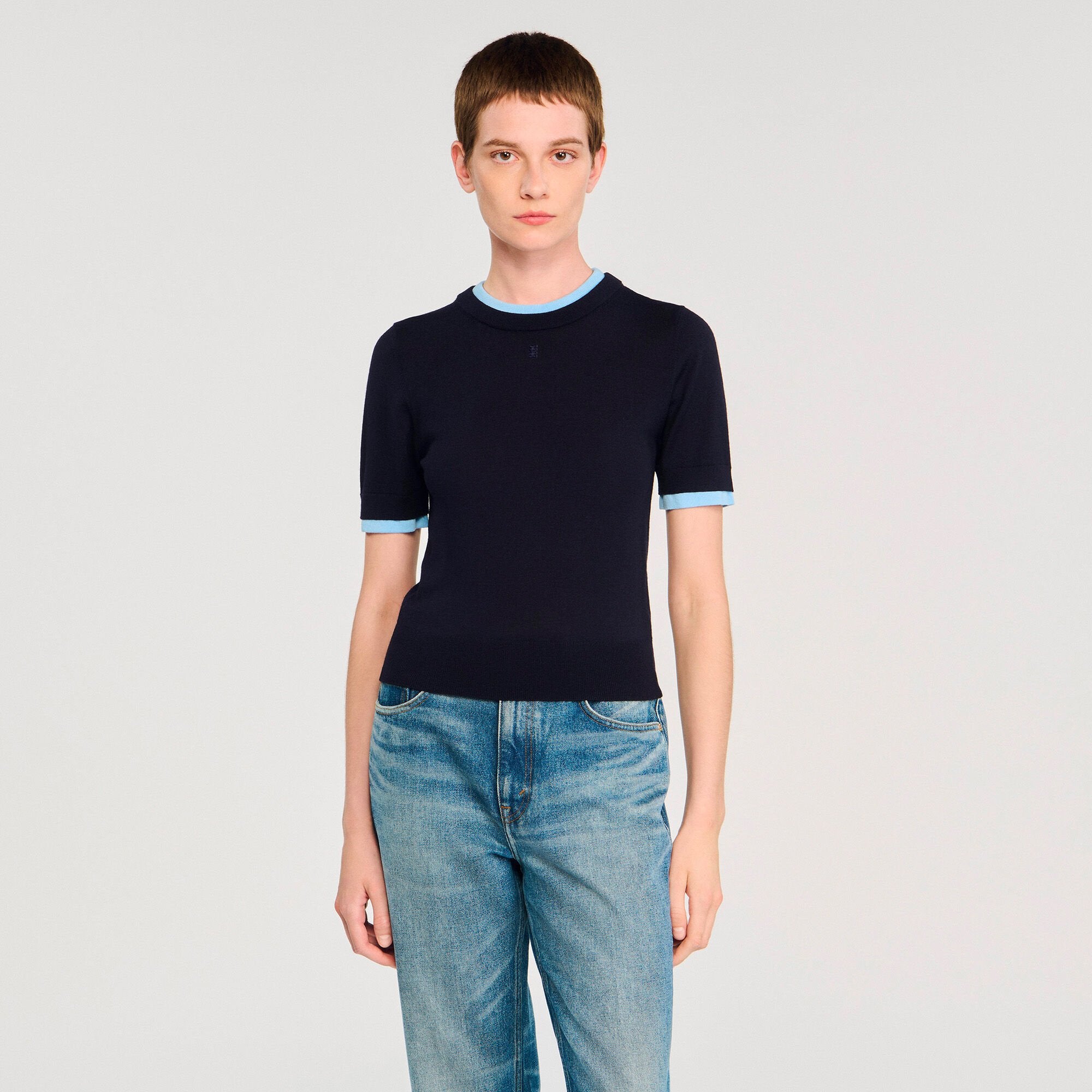 Sandro Women Two-tone cropped sweater