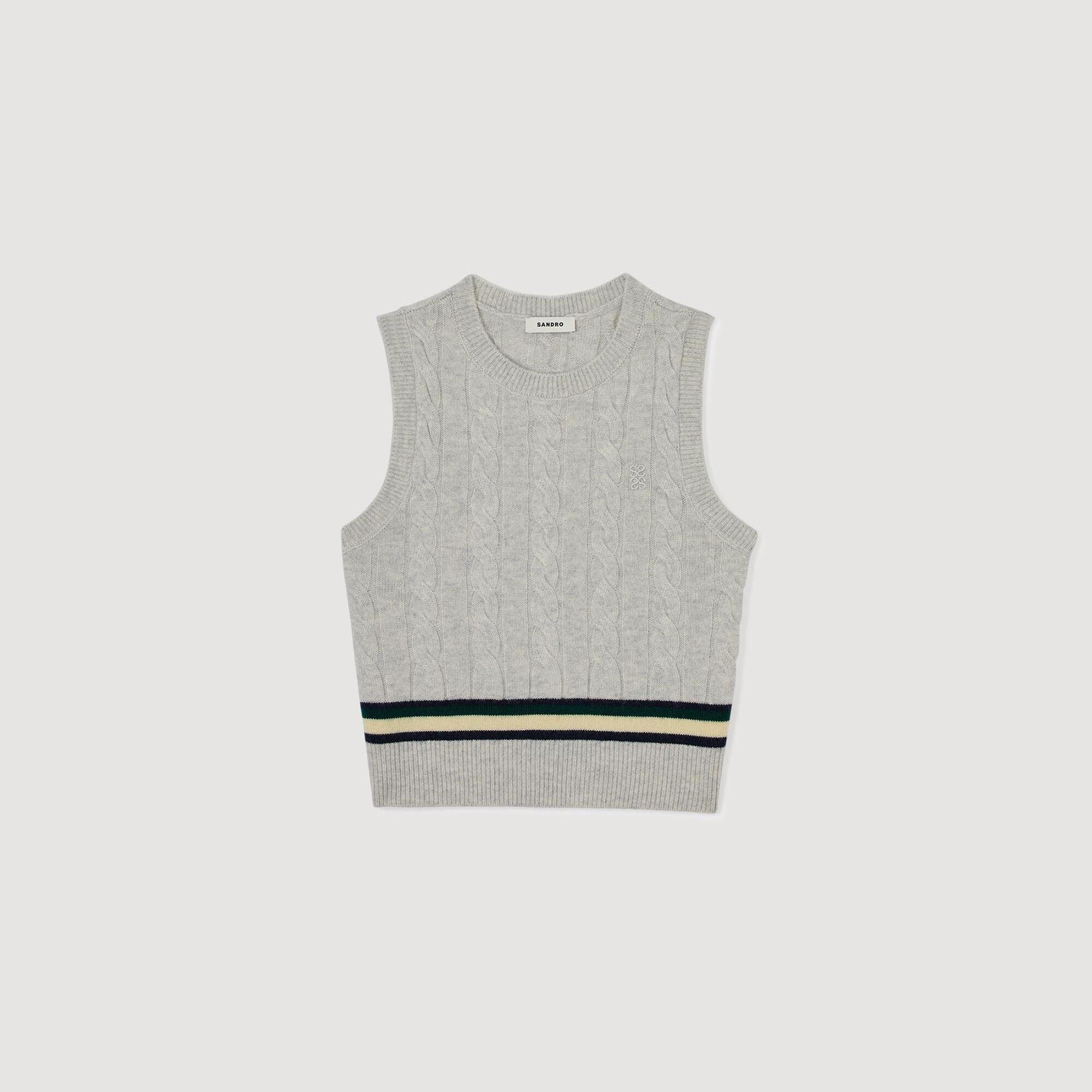 Sandro Women Sleeveless cropped cable knit sweater