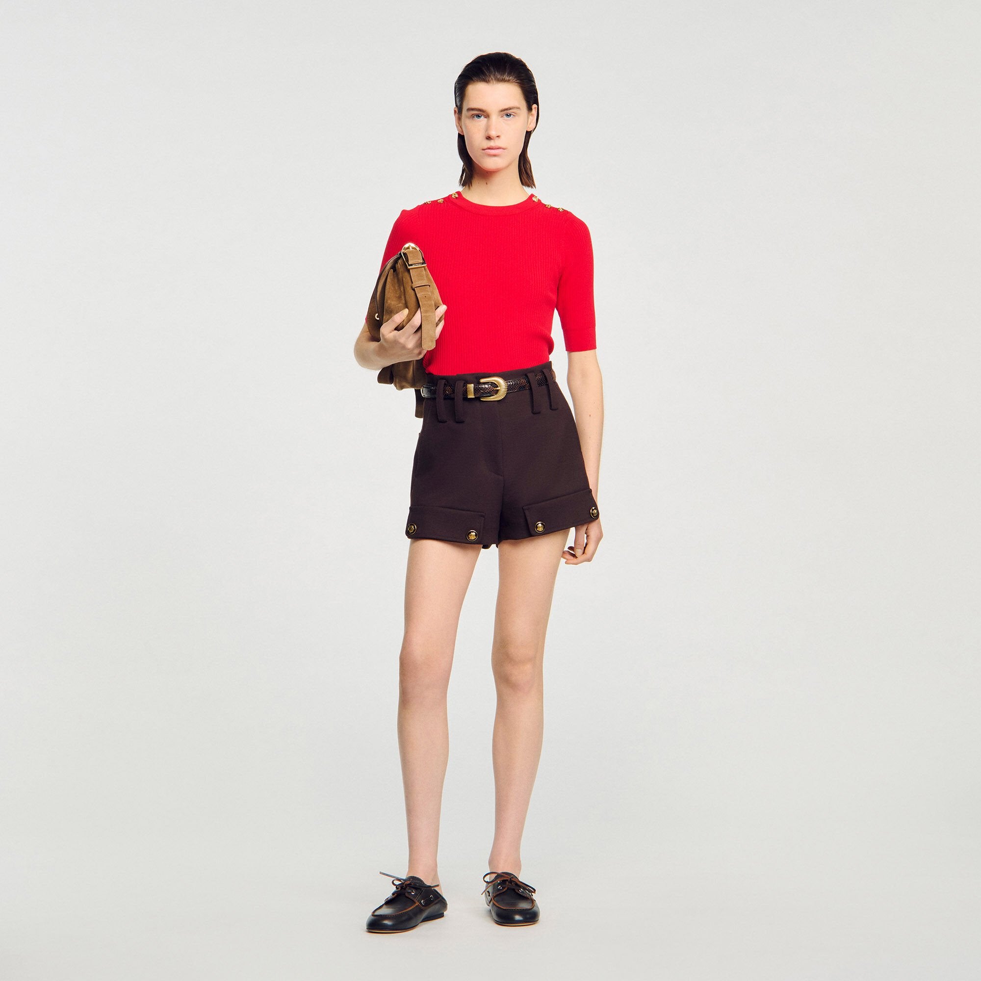 Sandro Women Argyle polo-neck sweater