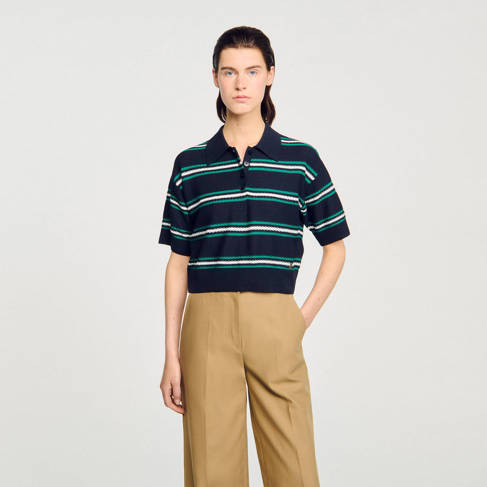 Sandro Women Polo-neck striped sweater