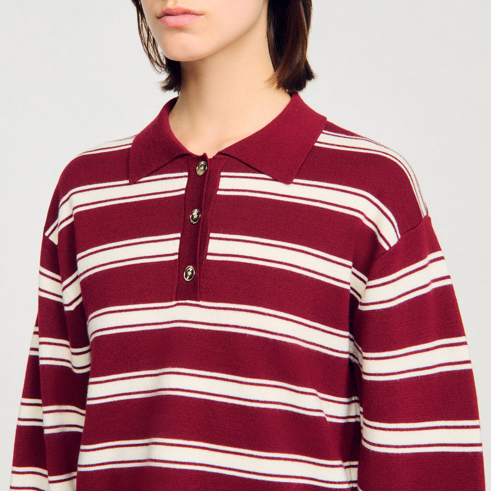 Sandro Women Striped polo sweater