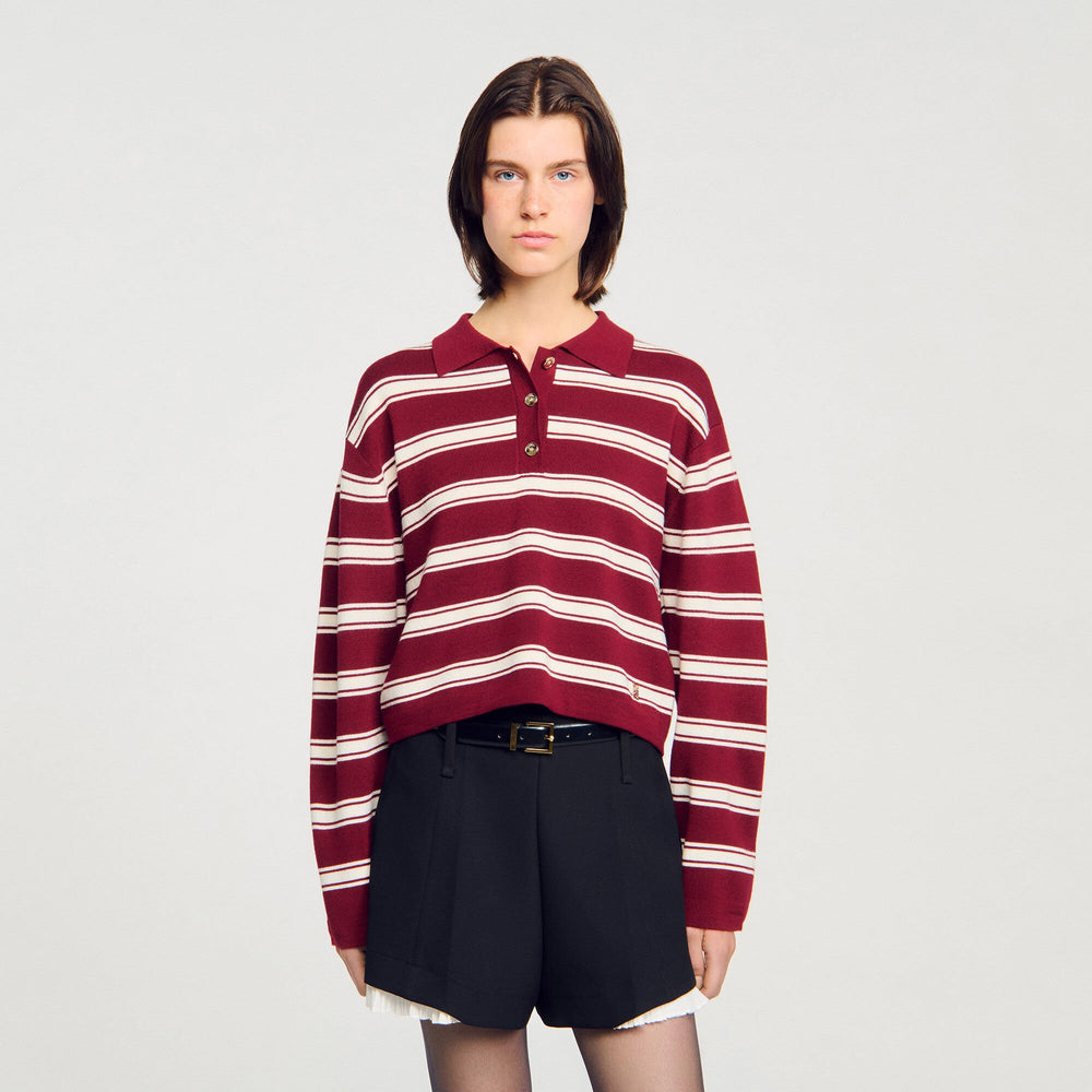 Sandro Women Striped polo sweater