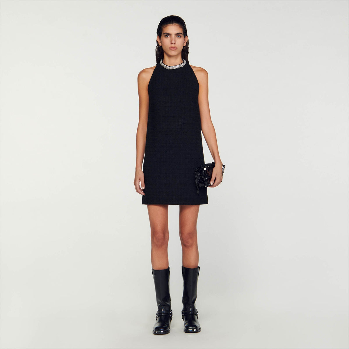 Sandro Women Dress with jewellery collar