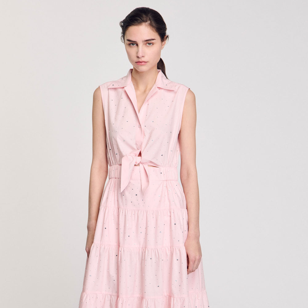 Sandro Women Rhinestone tie-front maxi dress