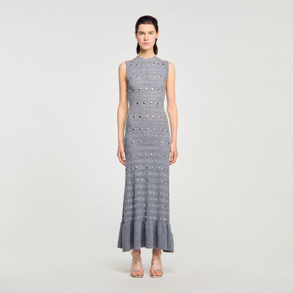 Sandro Women Knit maxi dress with studs