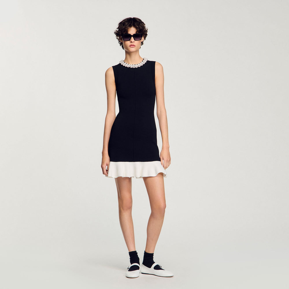 Sandro Women Mini knit dress with beaded neck