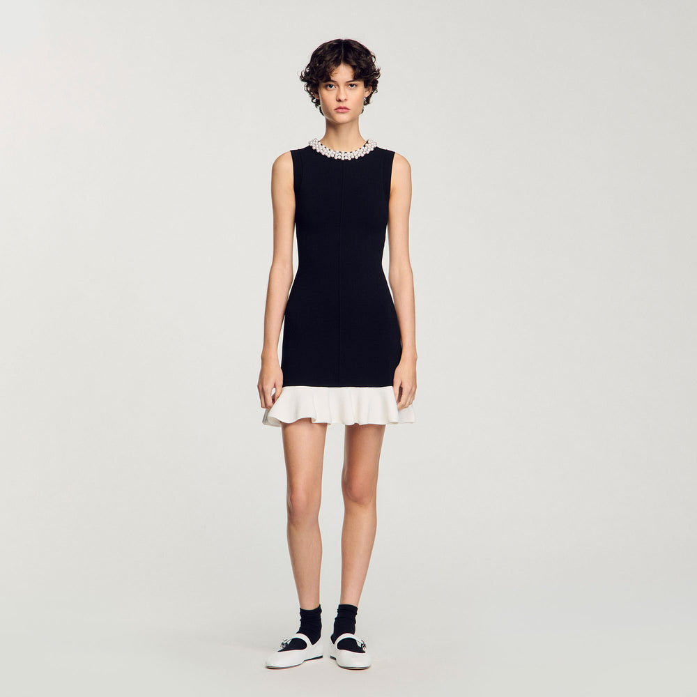 Sandro Women Mini knit dress with beaded neck