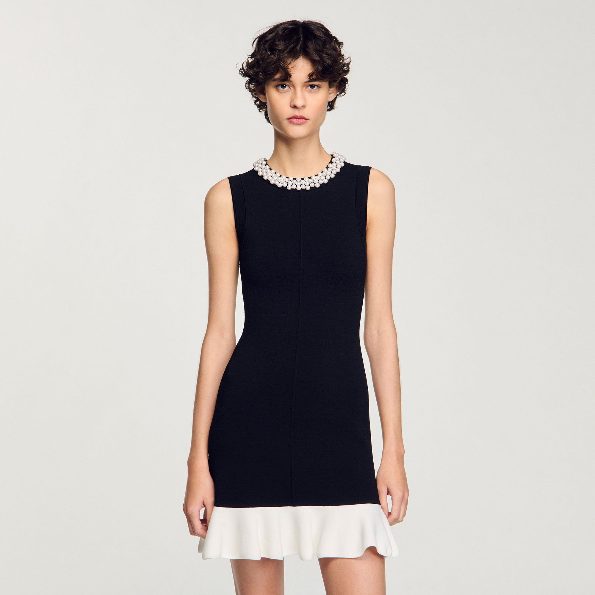 Sandro Women Mini knit dress with beaded neck