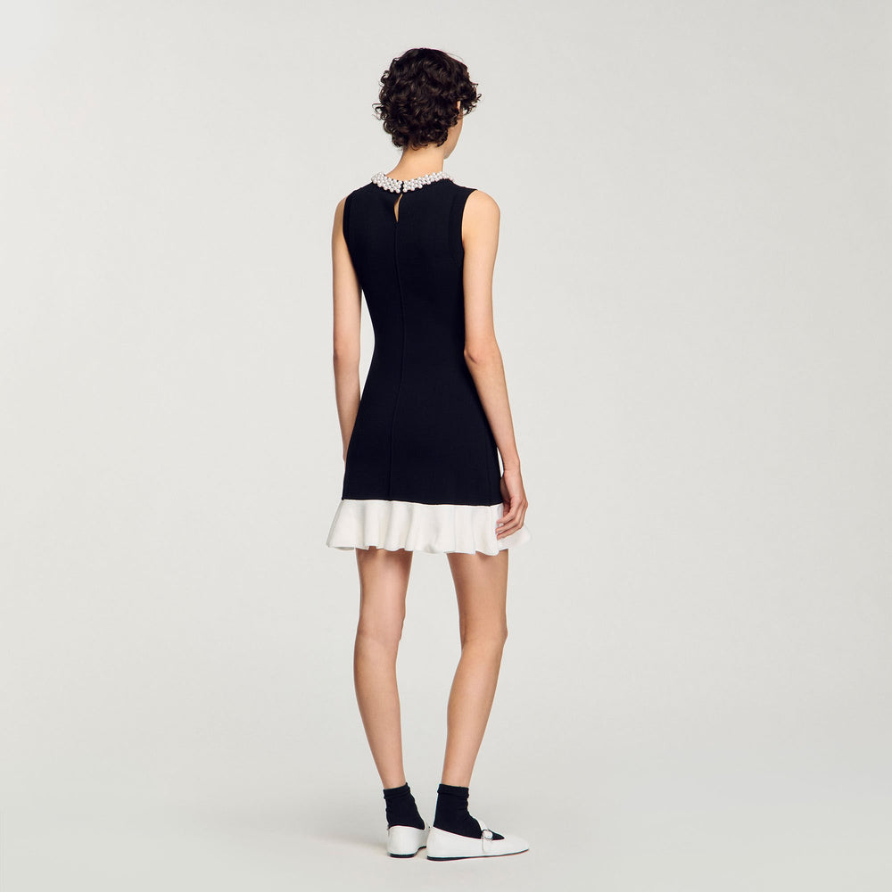 Sandro Women Mini knit dress with beaded neck