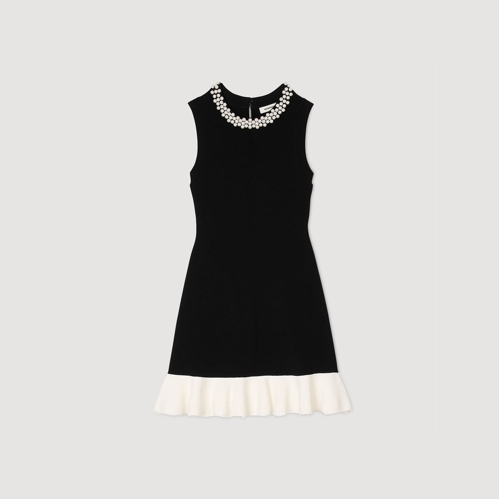 Sandro Women Mini knit dress with beaded neck