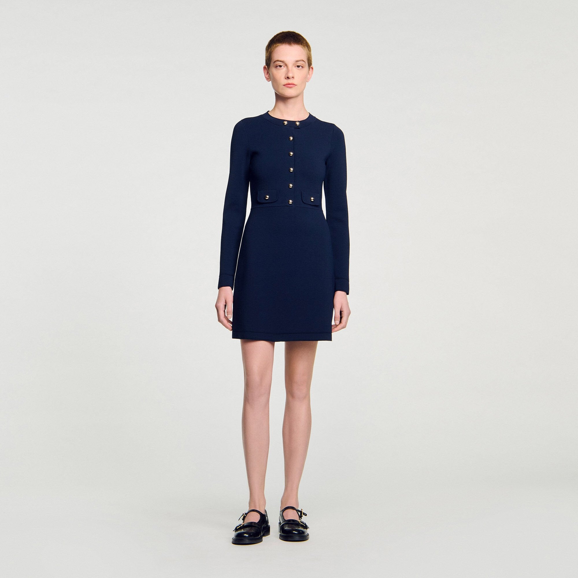 Sandro Women Mini button-up knit dress
