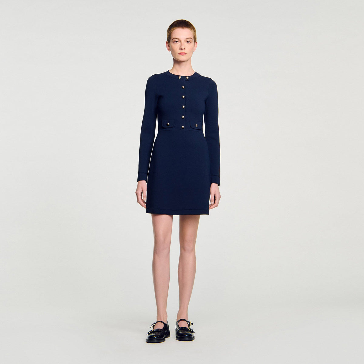 Sandro Women Mini button-up knit dress