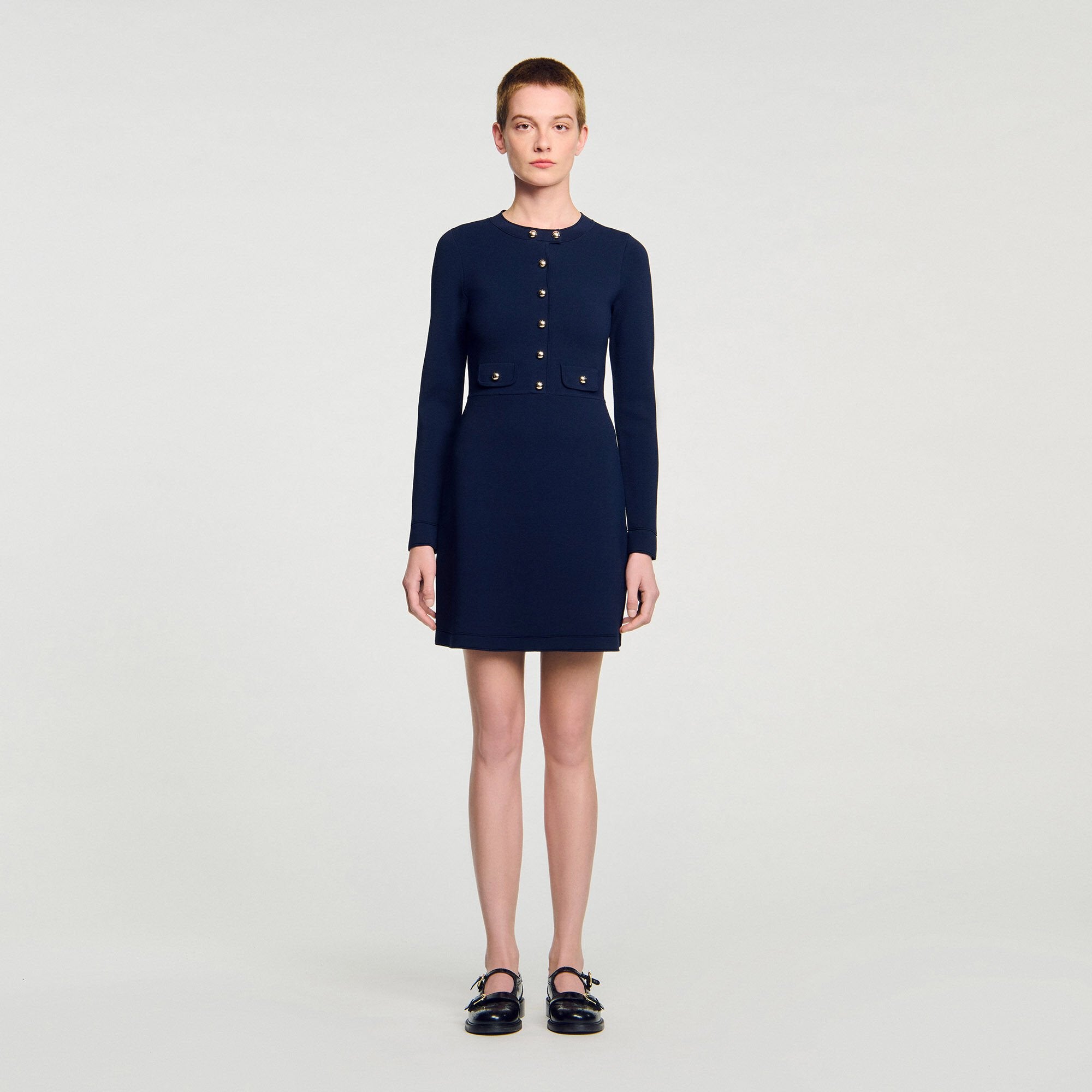 Sandro Women Mini button-up knit dress
