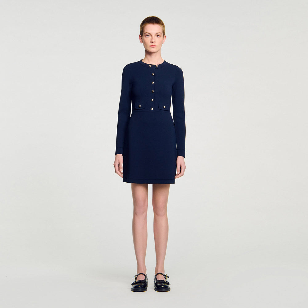 Sandro Women Mini button-up knit dress