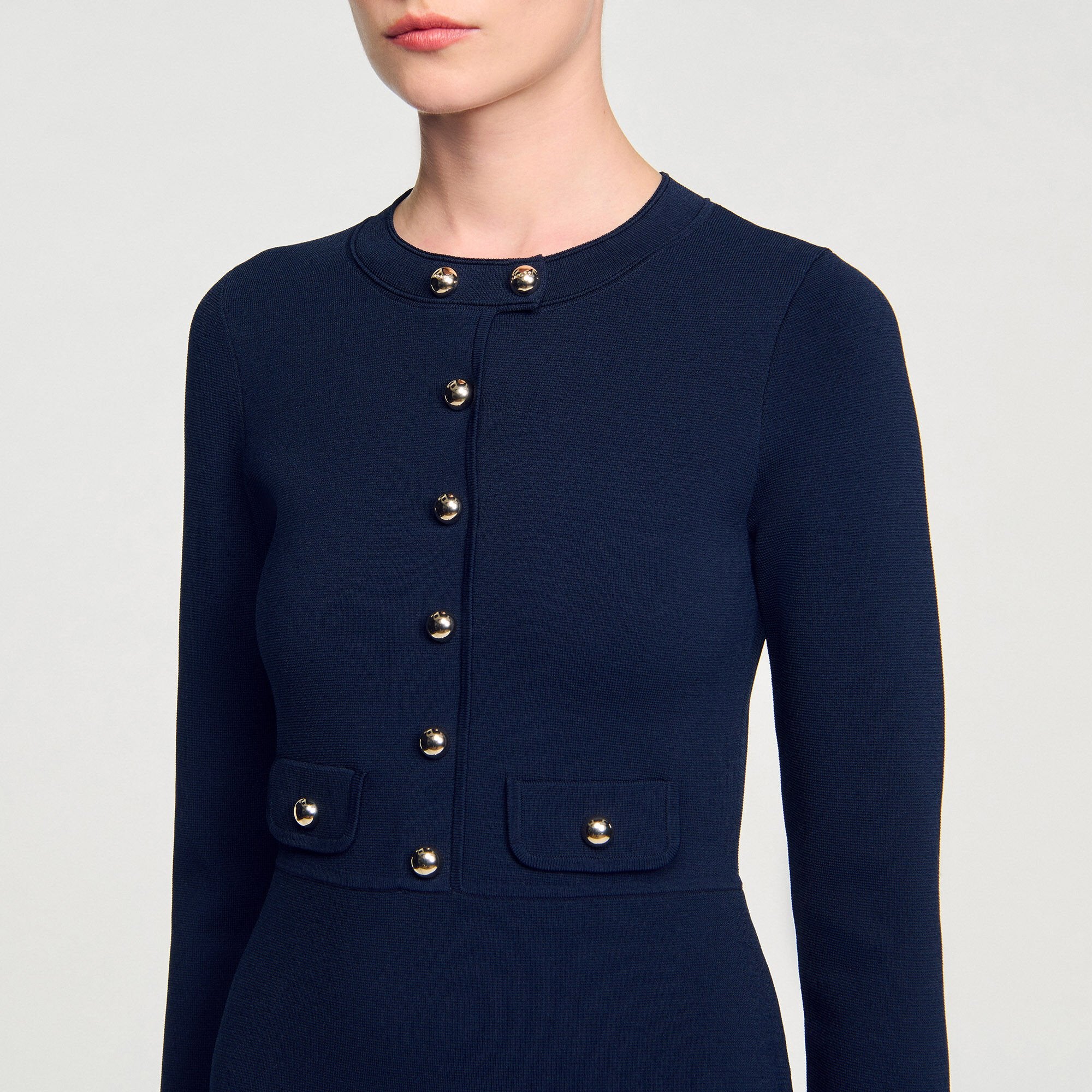 Sandro Women Mini button-up knit dress