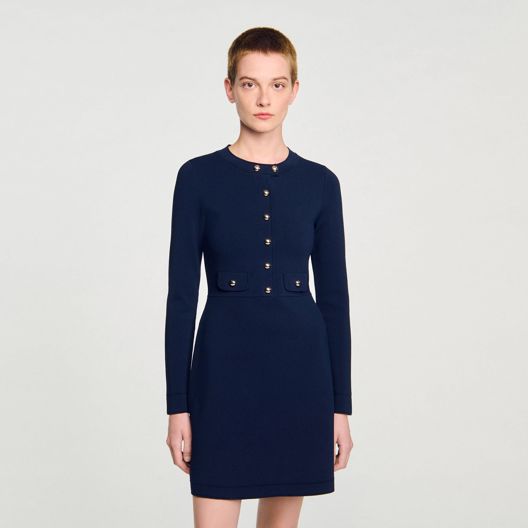 Sandro Women Mini button-up knit dress