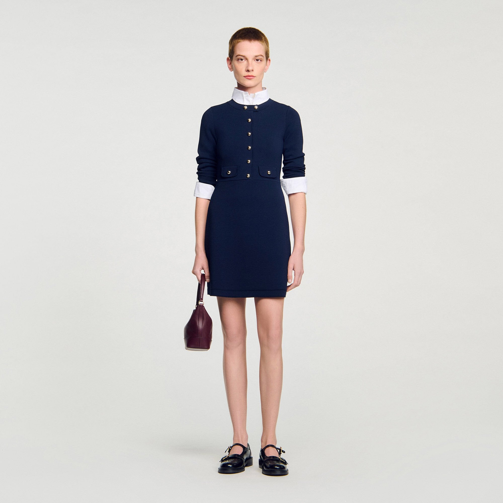 Sandro Women Mini button-up knit dress
