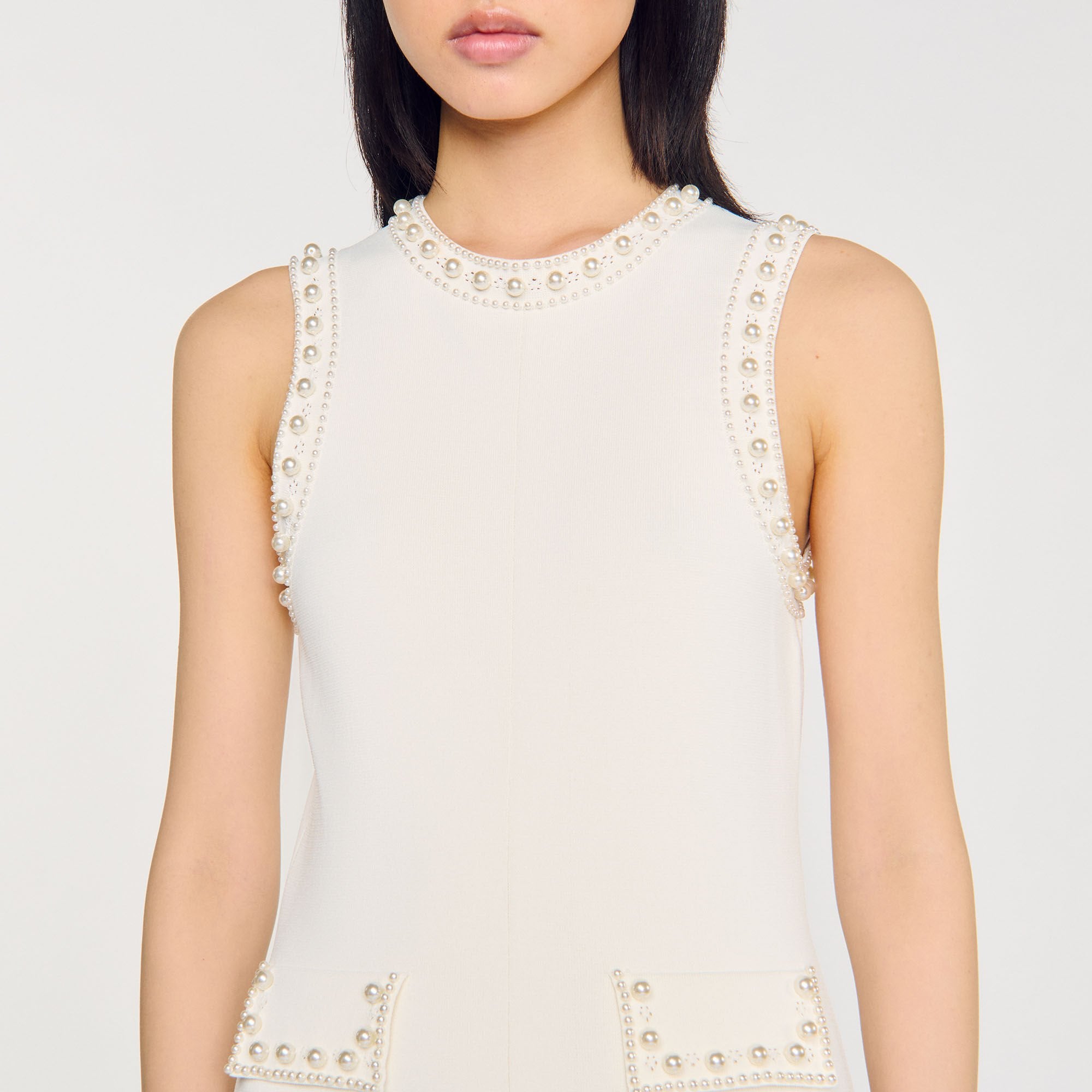 Sandro Women Pearl bead knit maxi dress