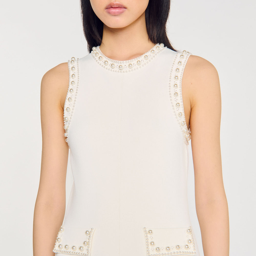 Sandro Women Pearl bead knit maxi dress