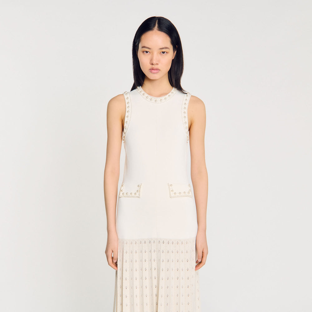 Sandro Women Pearl bead knit maxi dress