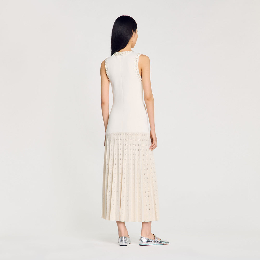 Sandro Women Pearl bead knit maxi dress