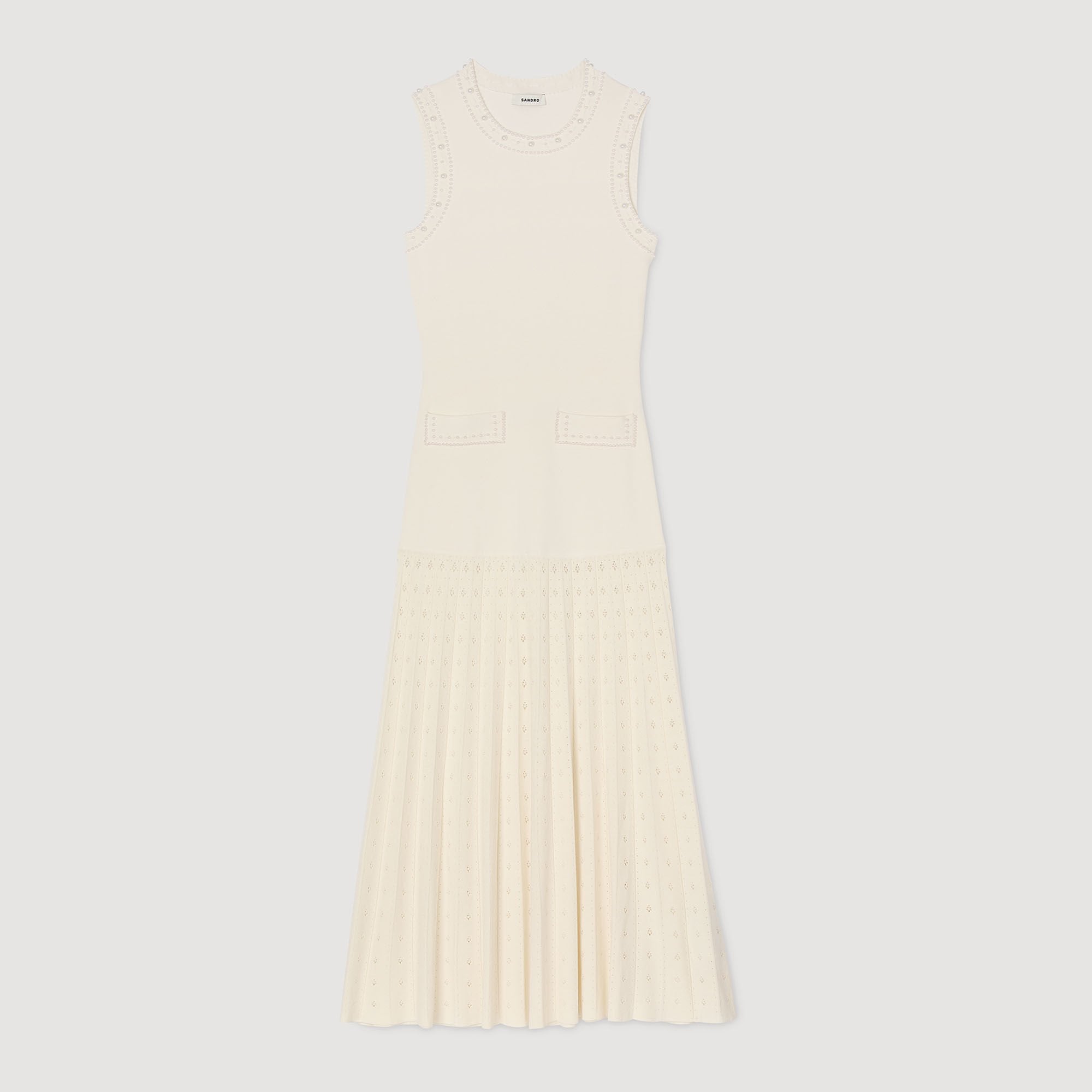 Sandro Women Pearl bead knit maxi dress