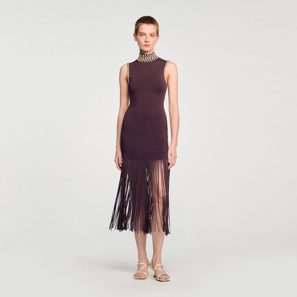 Sandro Women Fringed knit midi dress