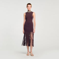 Sandro Women Fringed knit midi dress