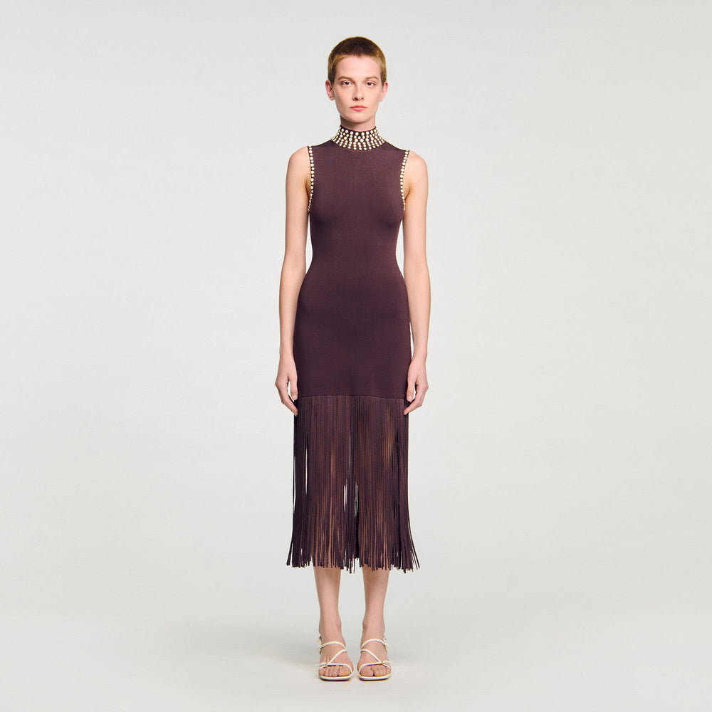 Sandro Women Fringed knit midi dress