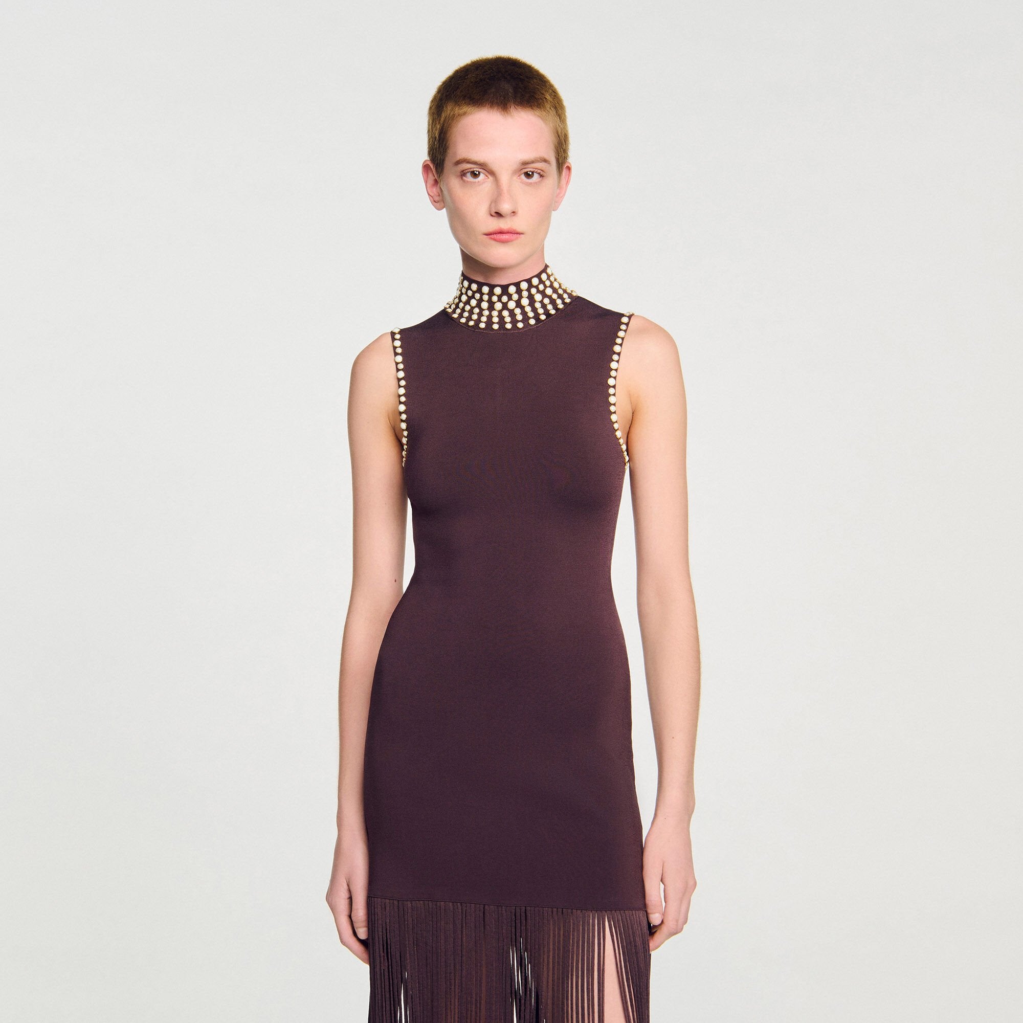 Sandro Women Fringed knit midi dress