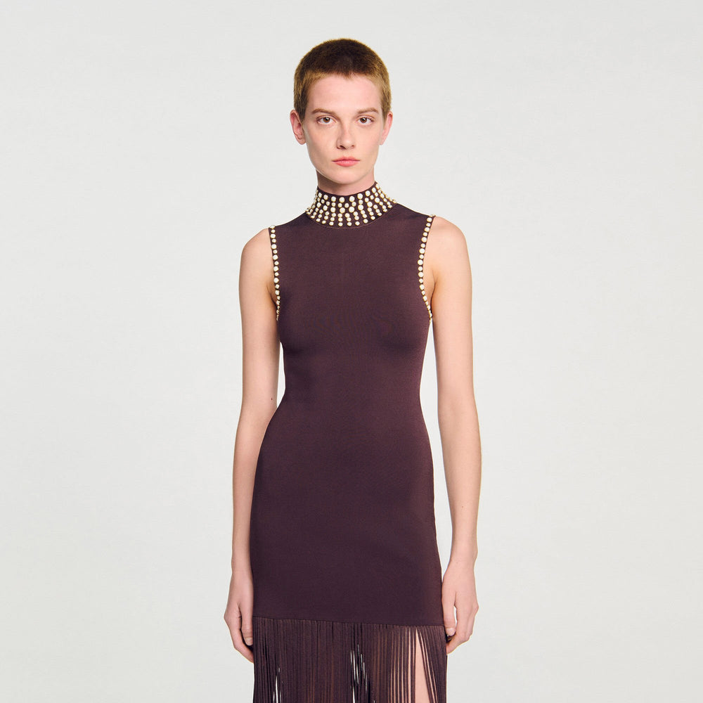 Sandro Women Fringed knit midi dress