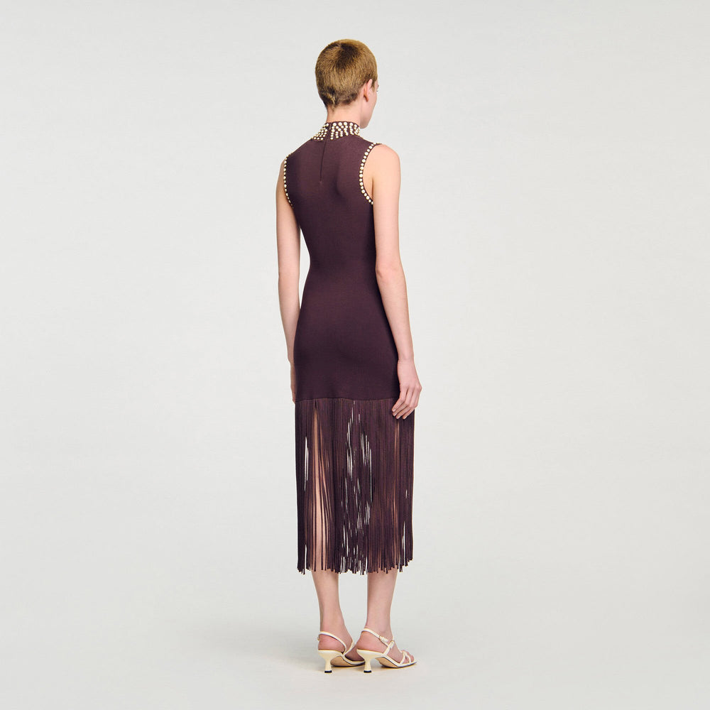 Sandro Women Fringed knit midi dress