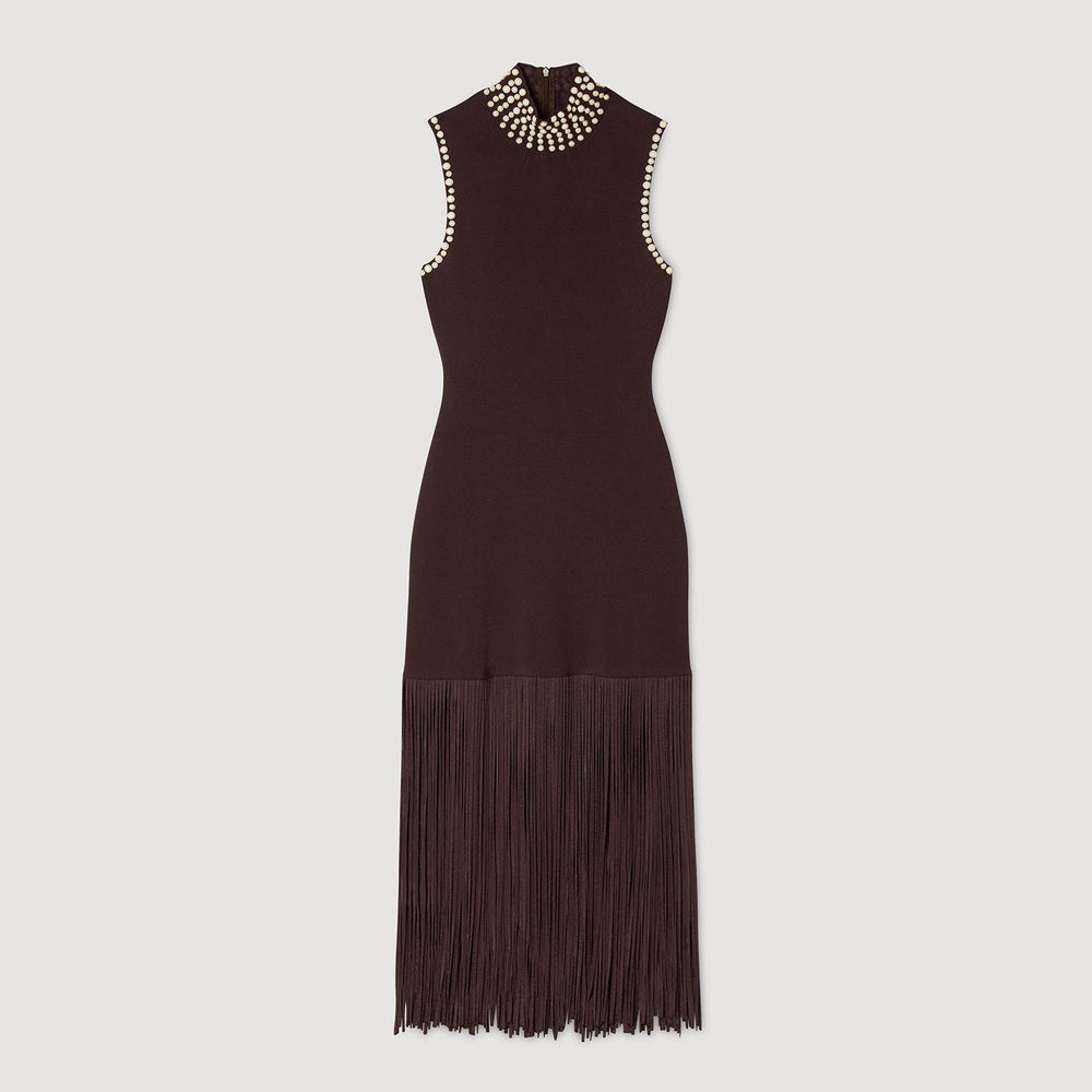 Sandro Women Fringed knit midi dress