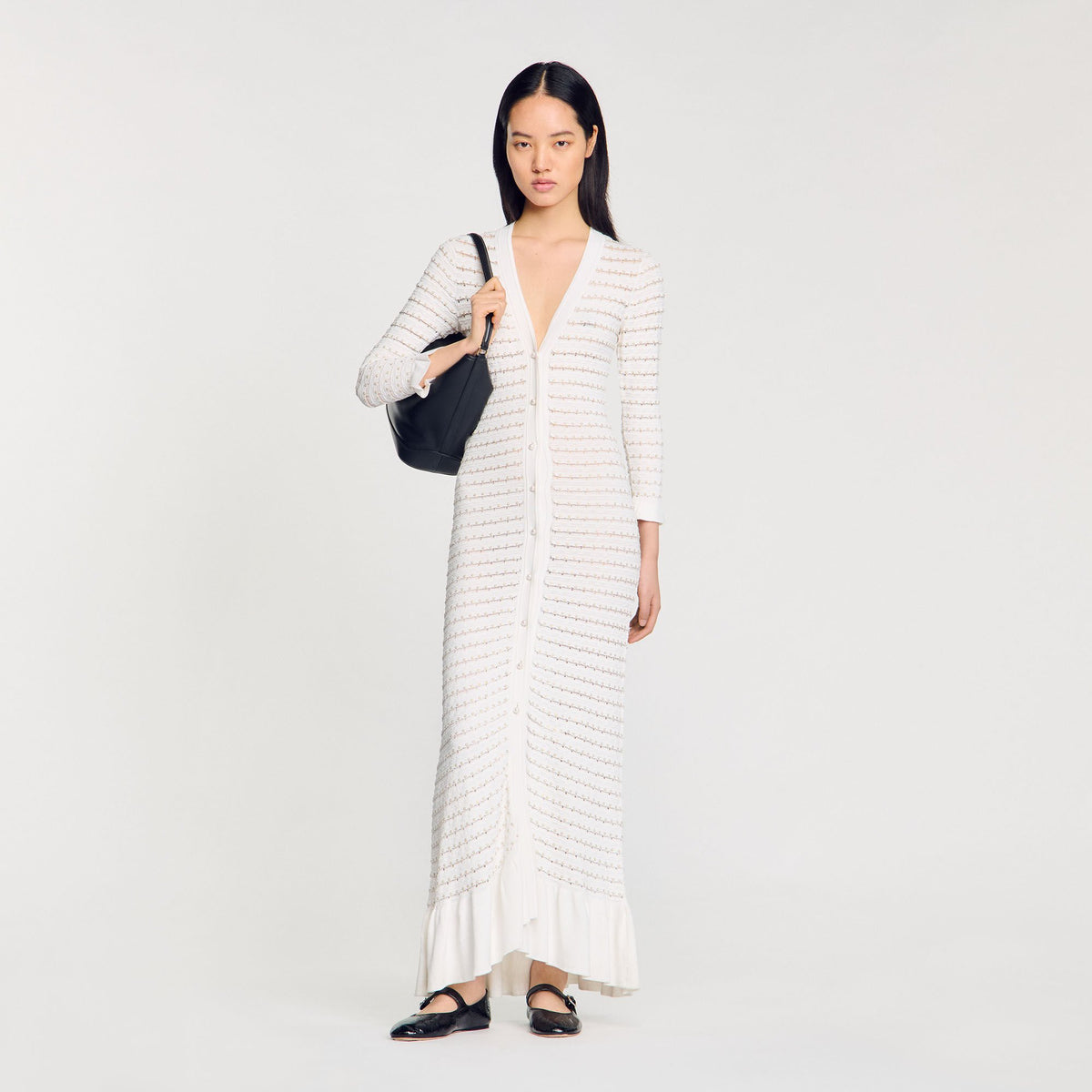 Sandro Women Maxi dress with pearl details