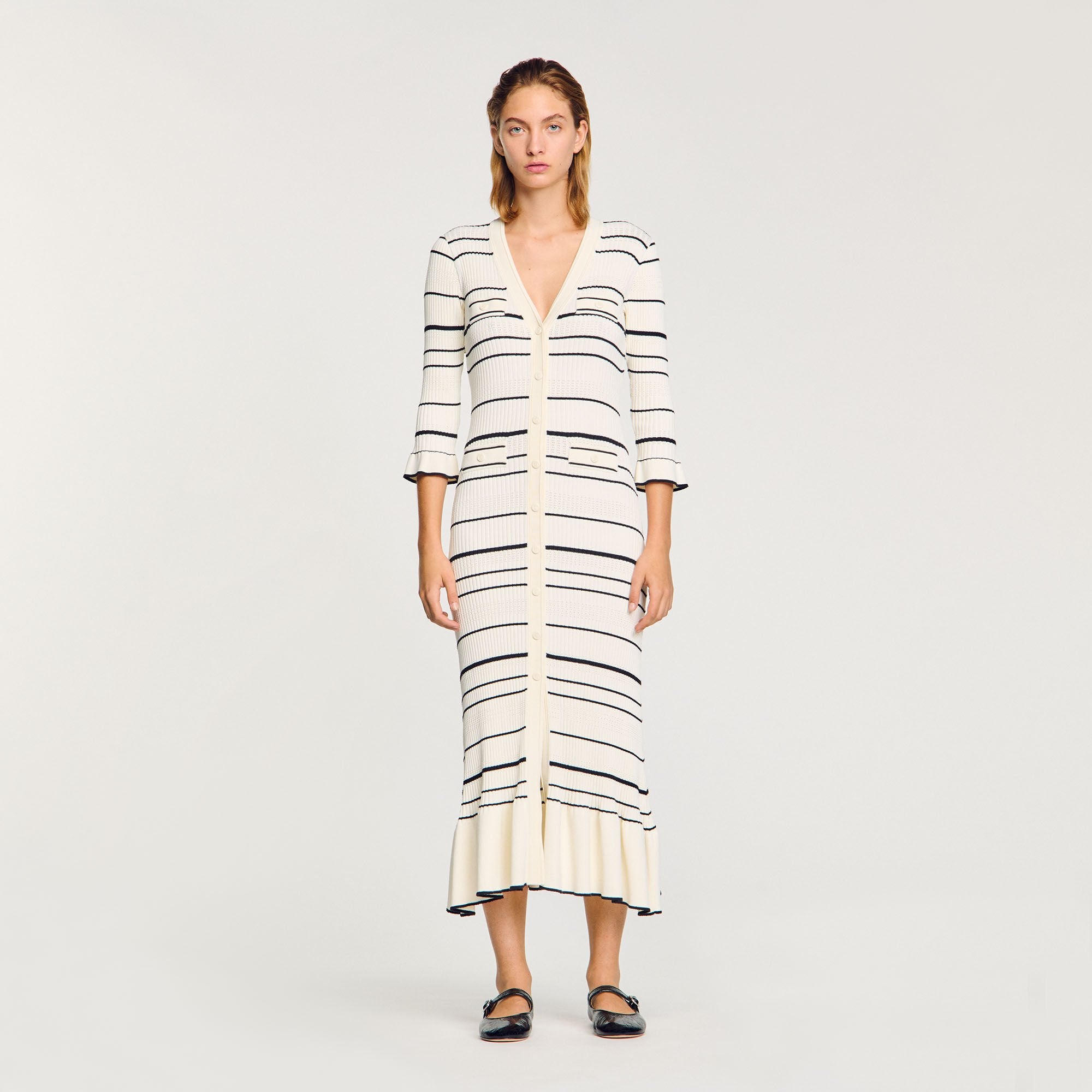 Sandro Women Striped knit maxi dress